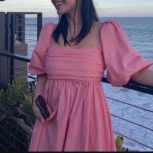 Abercrombie & Fitch Coral Puff Sleeve Dress